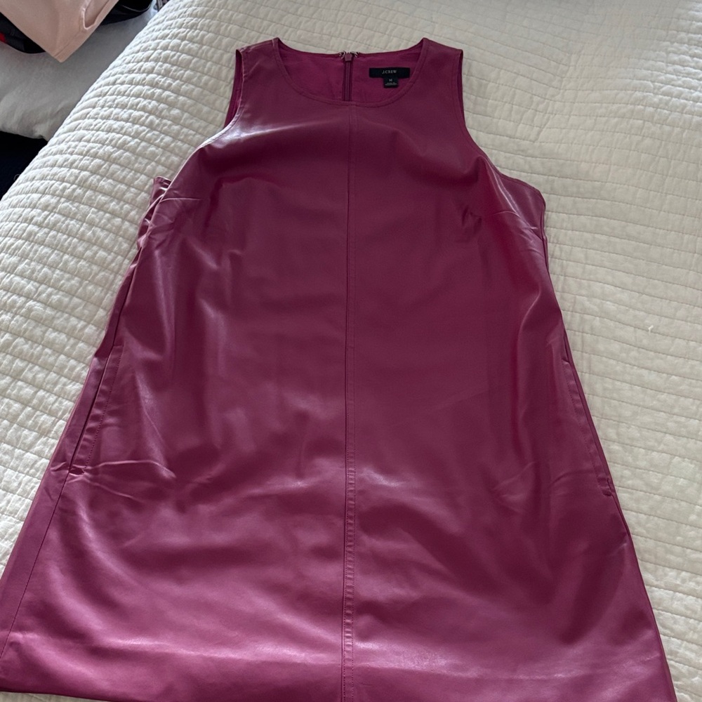 J. Crew Sleeveless Pleather Berry Mini Dress